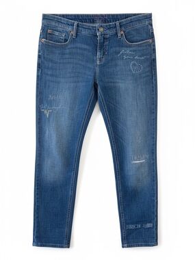 Cambio Laurie Leisure Fit Embellished Jean, Low Rise, Soft Cotton, 2% Spandex